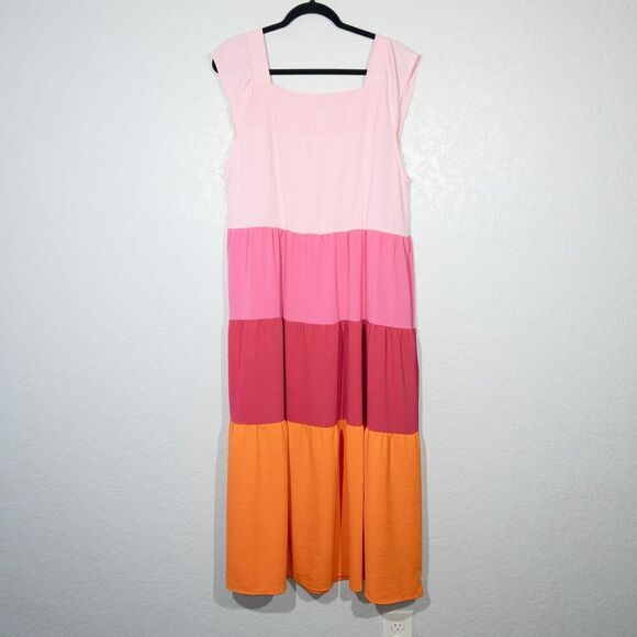 New Michelle McDowell Pink Color Block Ellis Maxi Dress‎ Large - Picture 6 of 7
